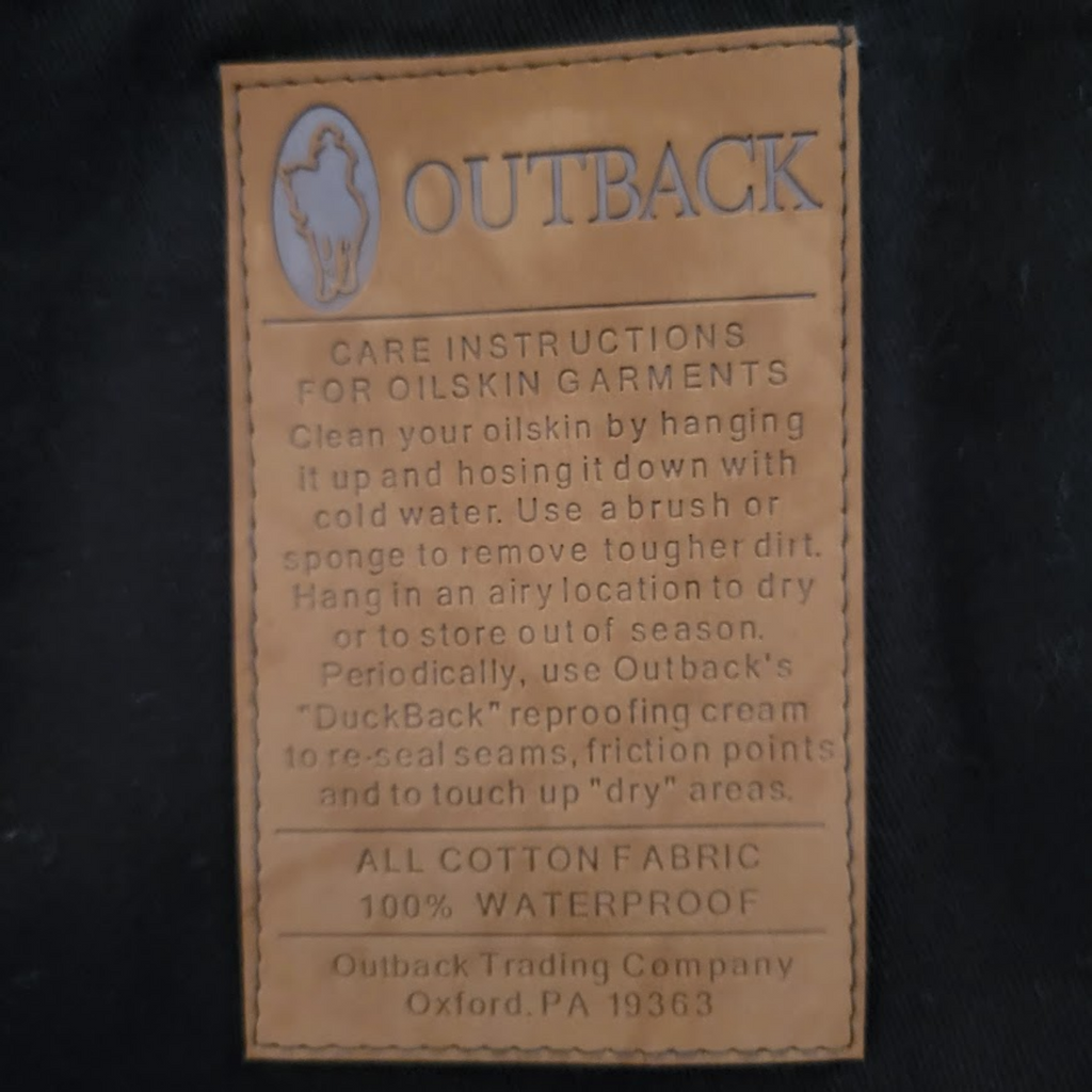 Waterproof Oilskin, the "Low Rider Duster" by Outback Instruction View