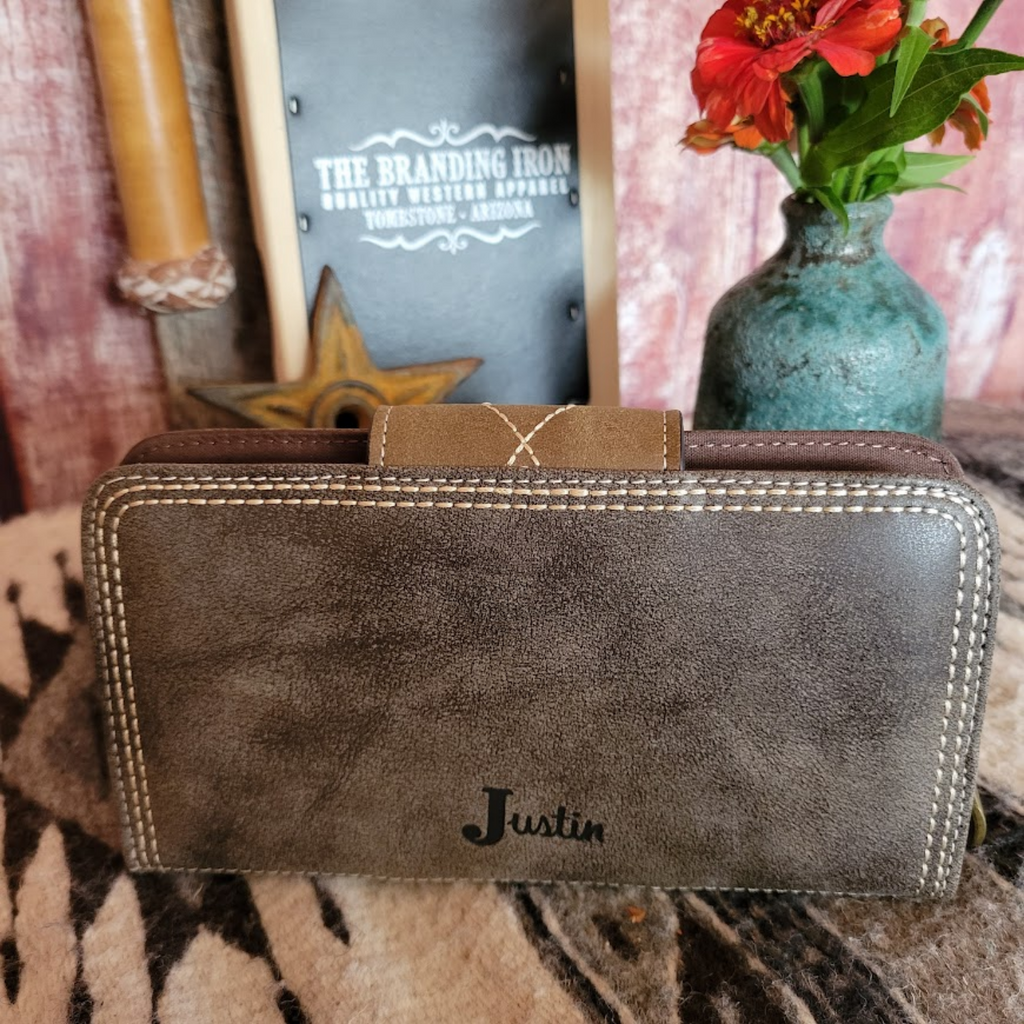 Weathered Brown Wallet by Justin  Back View