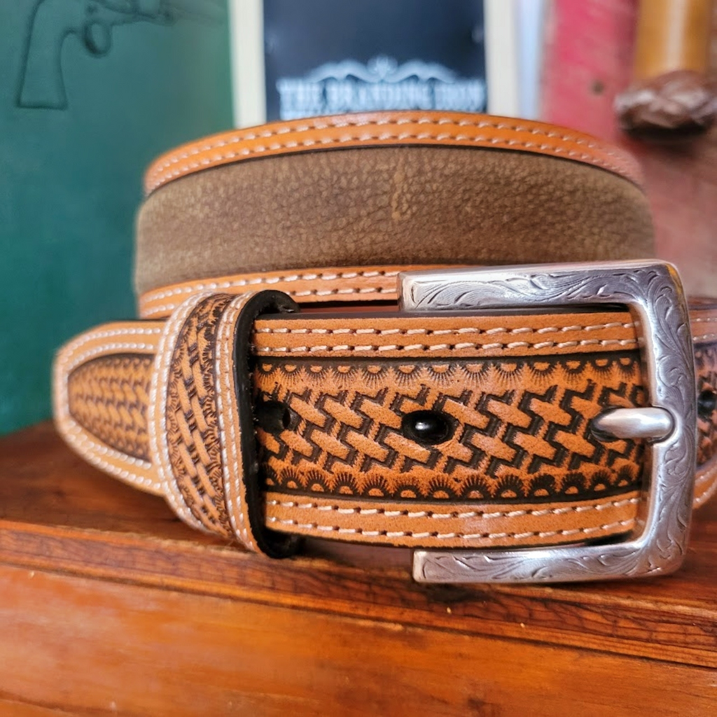 Leather Belt, the "Basket Weave" by Ariat A1032044 AB