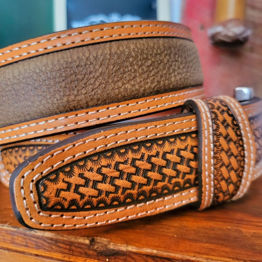 Leather Belt, the "Basket Weave" by Ariat A1032044 AB
