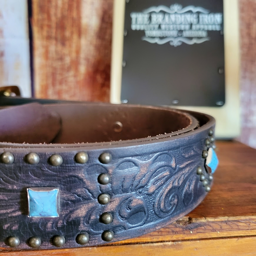 Leather Belt, the "Frisco Creek" by Justin C13888 Made in the USA