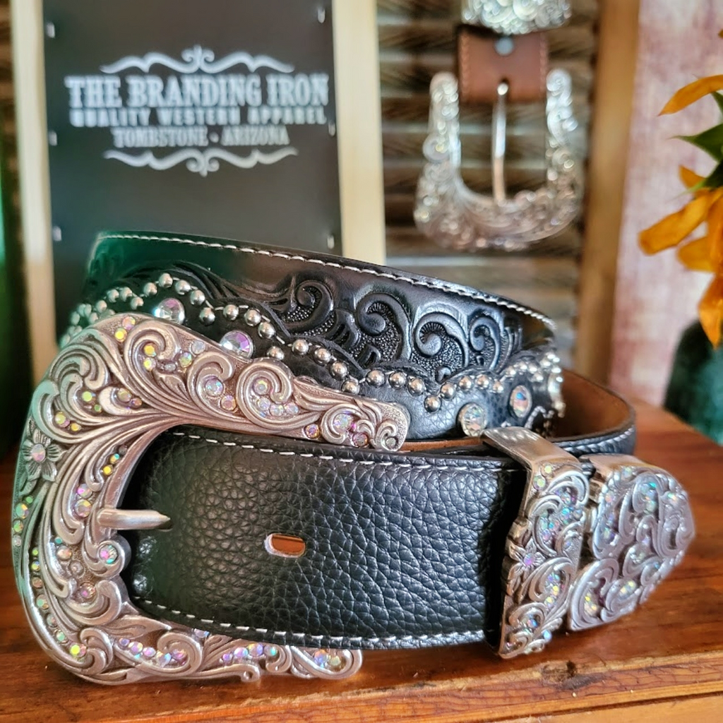 Leather Belt, the "Kaitlyn Crystal"  by Tony Lama  Group View