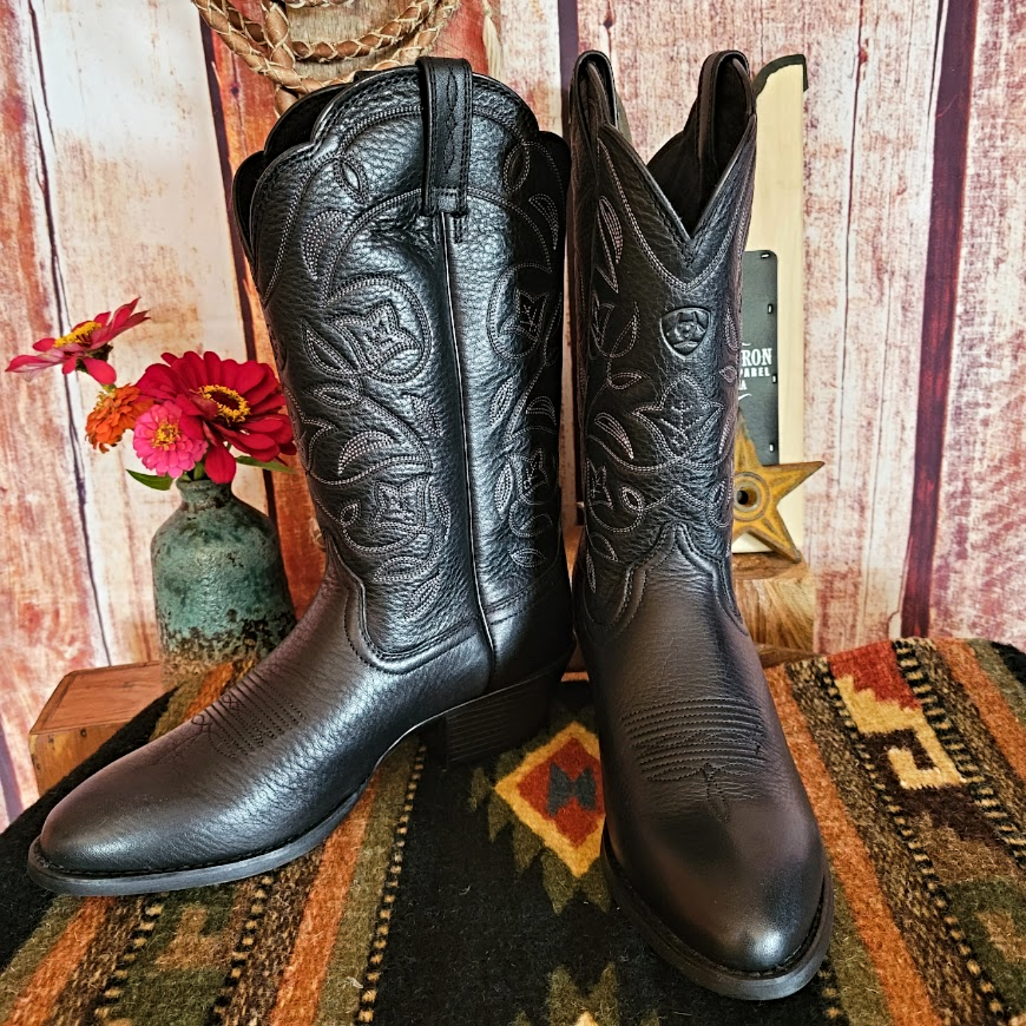 Womens leather top western boots