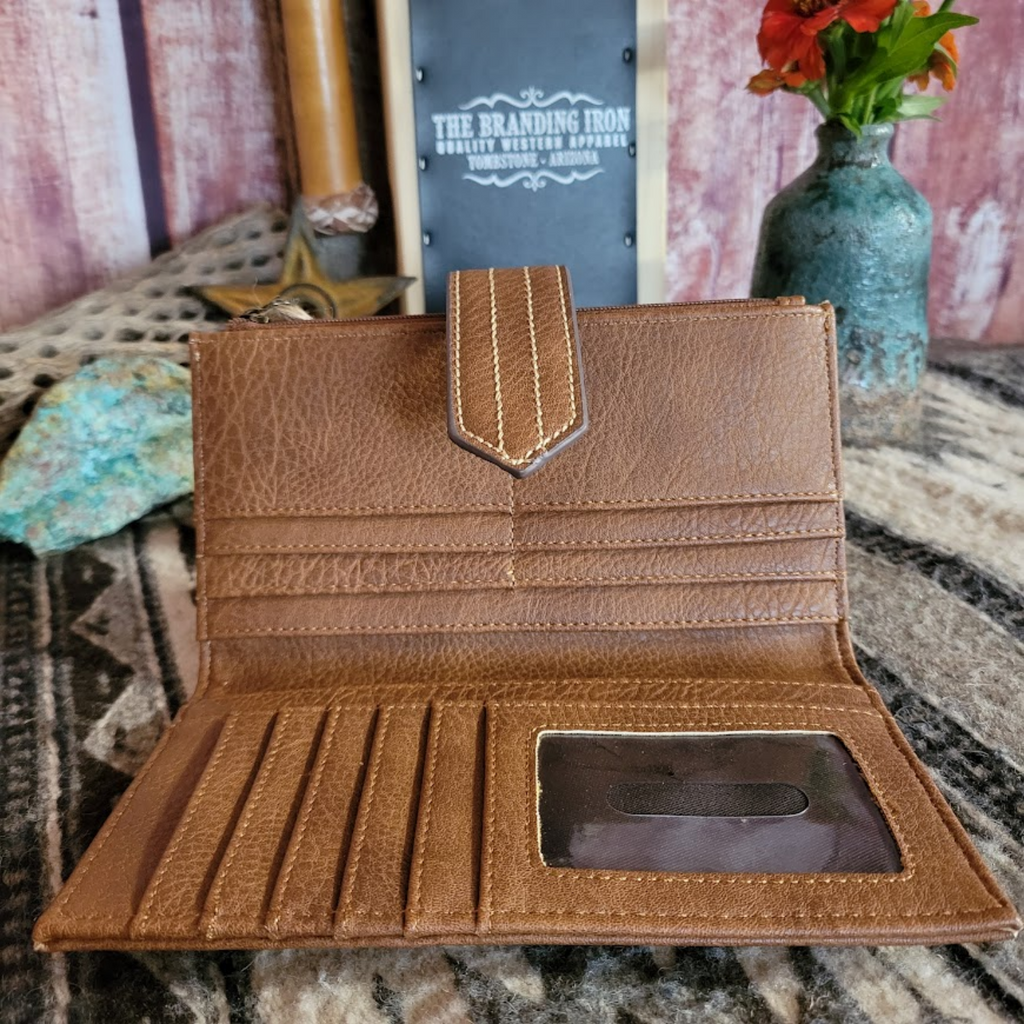 Women's Wallet "Brown with Double Stitch" by Tony Lama Inside View