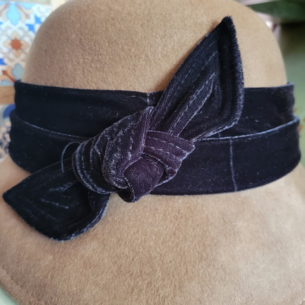  Women's "Cloche Hat w/ Velvet Bow" by Scala