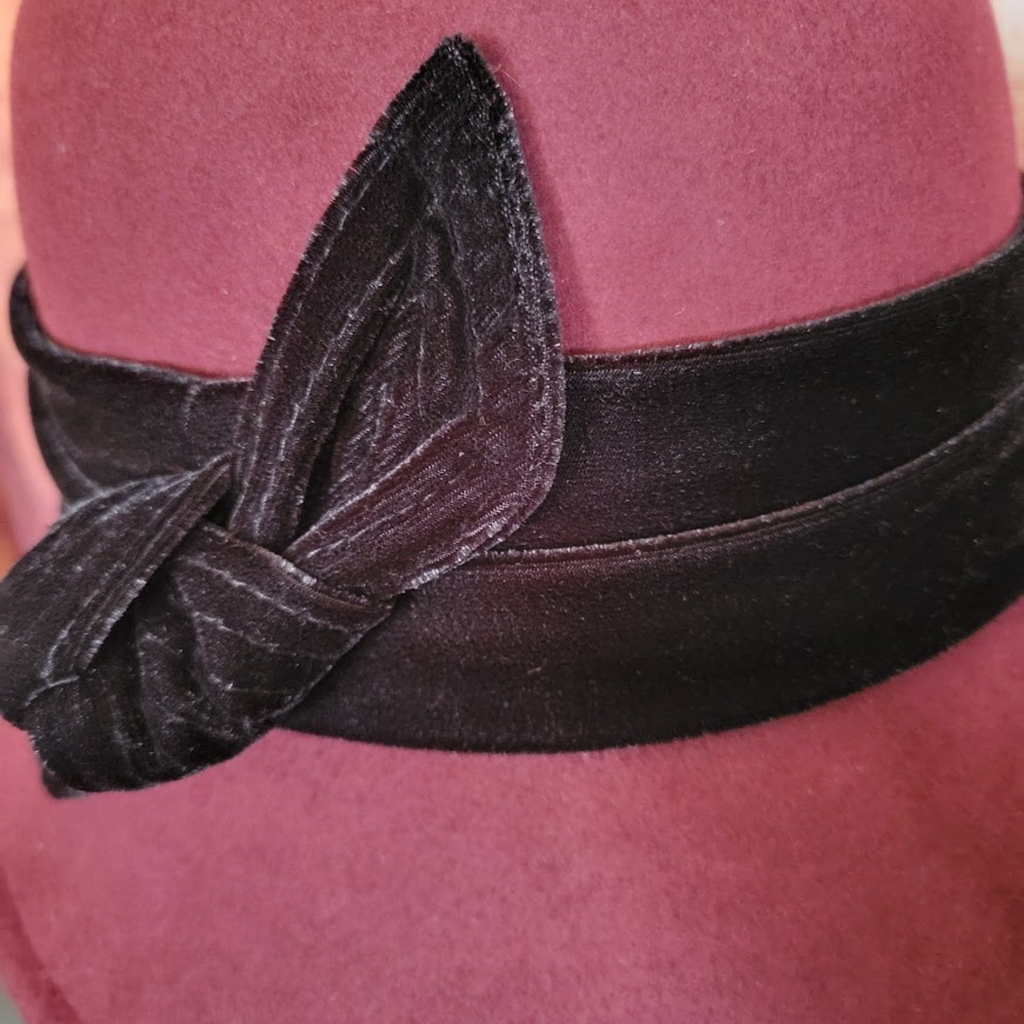  Women's "Cloche Hat w/ Velvet Bow" by Scala