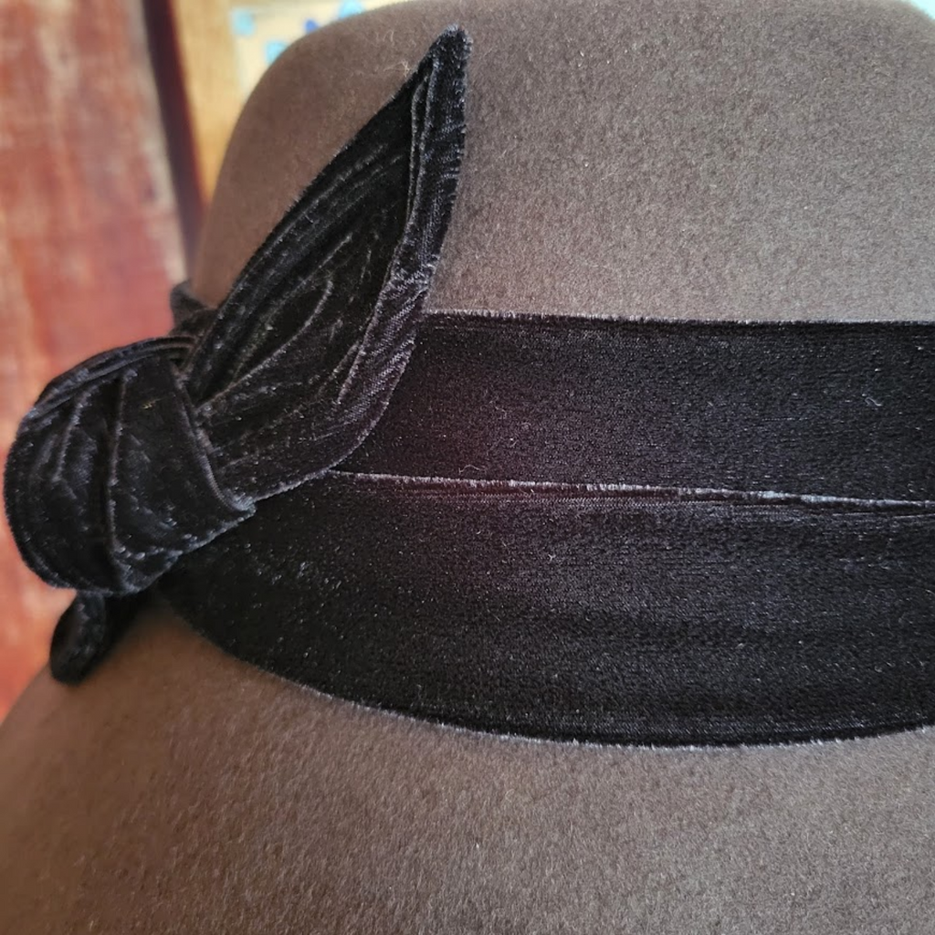  Women's "Cloche Hat w/ Velvet Bow" by Scala