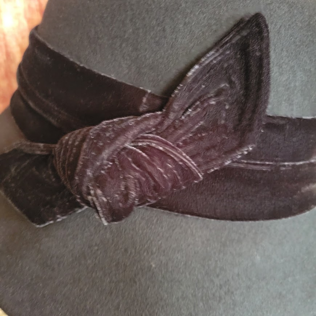  Women's "Cloche Hat w/ Velvet Bow" by Scala